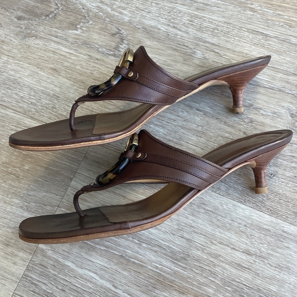 Valentino Kitten Heel Leather Flip Flops - Picture 10 of 11